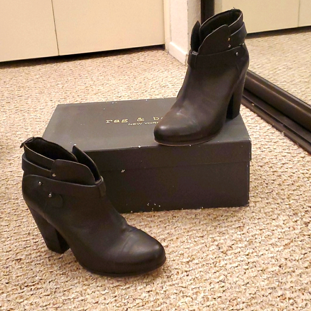 Rag & Bone Black Harrow Bootie With Box 37.5 - image 1